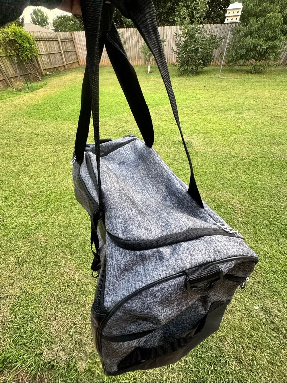 ADIDAS  Men's Black and Heather Gray Duffel with HydroShield